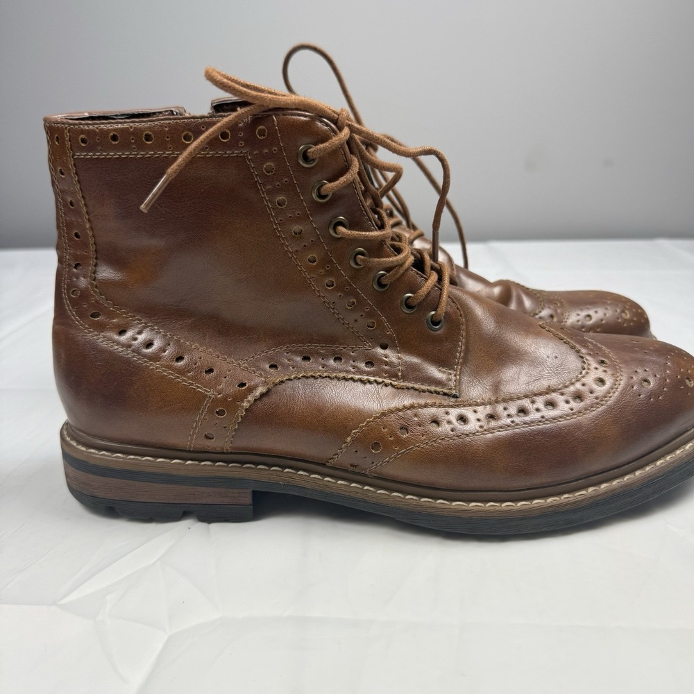 Sonoma Goods for Life Men's Wingtip Boots Side Zipper Size 12 Brown